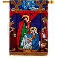 Angeleno Heritage Angeleno Heritage H137300-BO 28 x 40 in. Stained Glass Nativity House Flag with Winter Double-Sided Decorative Vertical Flags Decoration Banner Garden Yard Gift H137300-BO